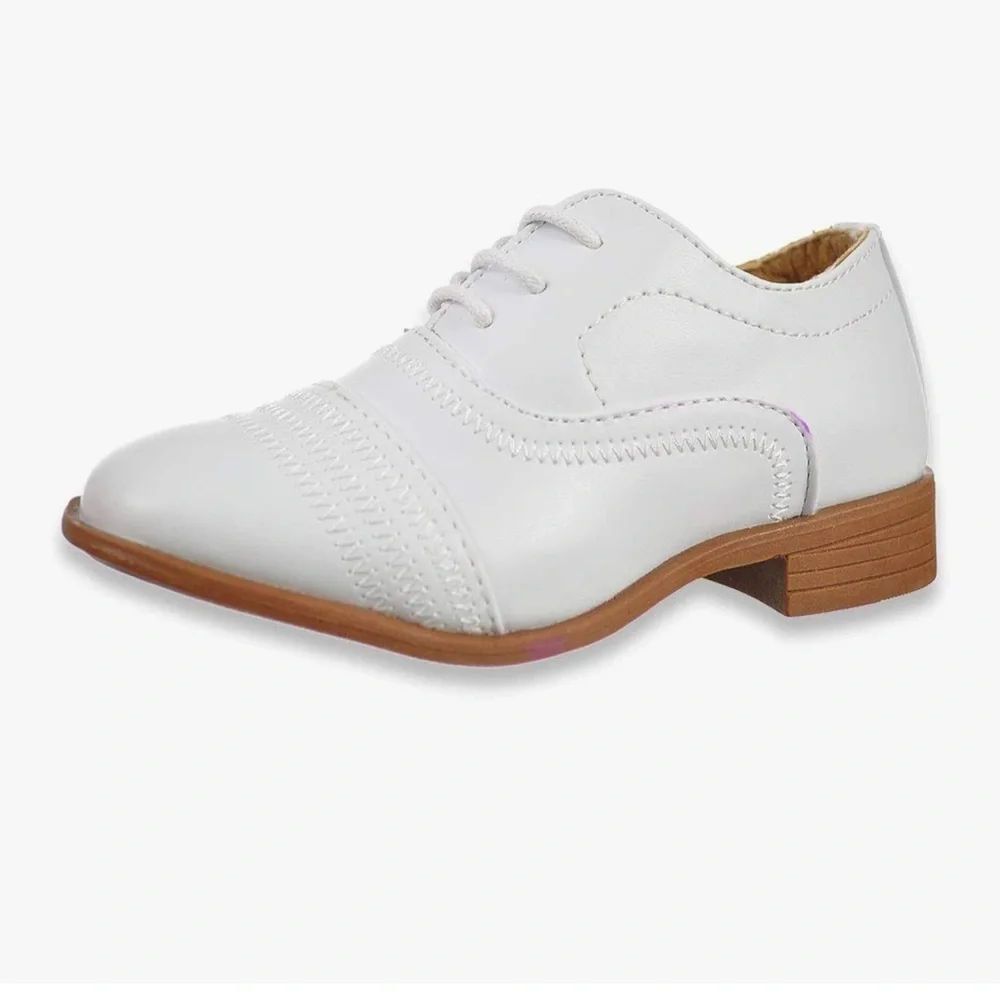 Jodano‎ Collection Boys' White Triple Stitch Dress Shoes 8